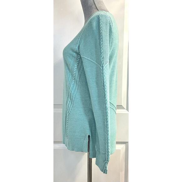 ZOZO Womens Cable Knit Pullover LS Sweater Modal Blend S Cottage Y2k Blue - Picture 4 of 8